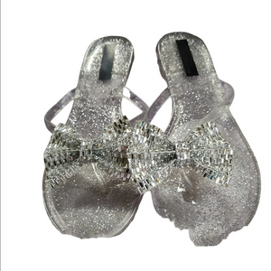 Joybi Flip Flops Silver Bow Size 10
